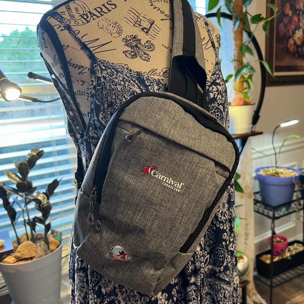 Carnival VIP Gray Crossbody Bag with Simple Design and Black Strap